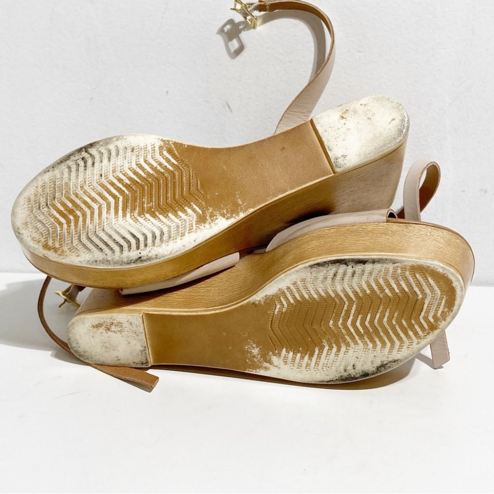 Steve Madden Cream Leather Platform Wedge Sandals - Picture 6 of 7